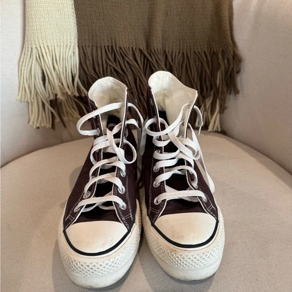 Converse High-Tops in Brown and White - Picture 2 of 4